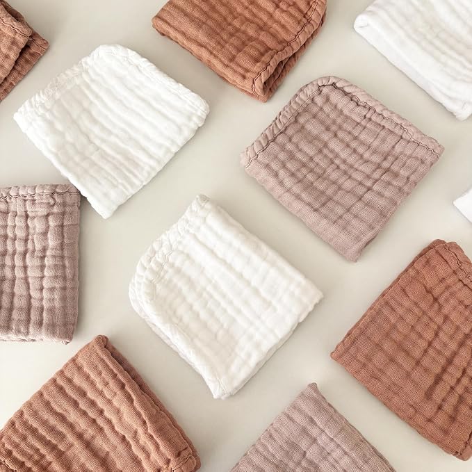 Sunny zzzZZ Baby Muslin Washcloths -100% Cotton Muslin Soft Absorbent Large - Image 2