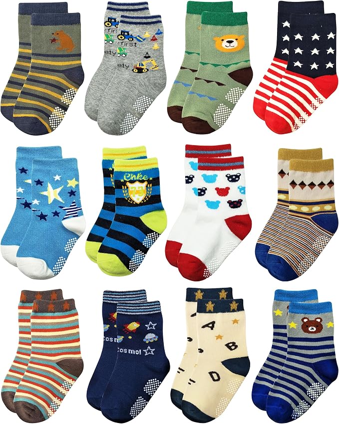 RATIVE Non Skid Anti Slip Crew Socks by RATIVE
