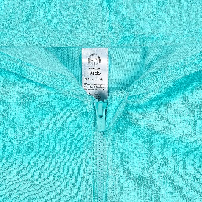 Gerber Baby & Toddler Girls Zipper Hoodie Terry Swimsuit Cover Up - Image 3