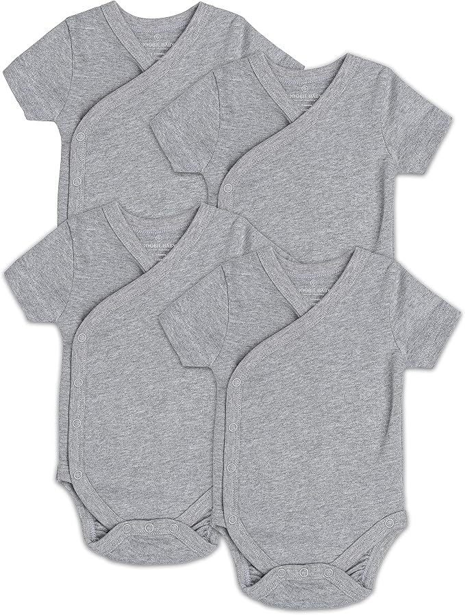 Baby Side Snap Kimono Bodysuit Set, Mitten Cuffs, 100% Cotton, Boy Girl by Goobie+Baby
