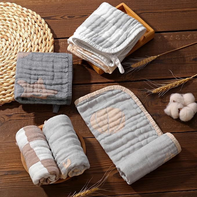 Muslin Baby Burp Cloths Organic Cotton Blend Set | 20x10 Inches, Reversible - Image 7