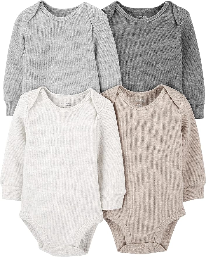 Simple Joys by Carter's Baby 4-pack Soft Thermal Long Sleeve Bodysuits by SimpleJoysbyCarters
