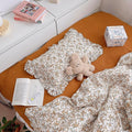 BuLuTu Soft Cotton Muslin Kids Toddler Pillowcases Hibiscus Flowers Pattern, Shabby Chic Floral Nursery Pillow Case 14"x20" for Boys Girls, Durable Pillow Cover Ruffle Edges Travel Pillow Cases