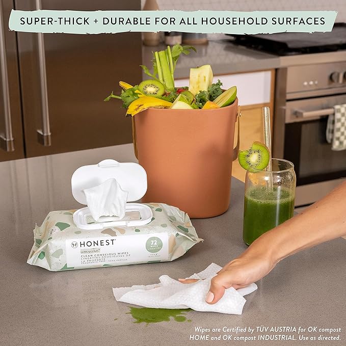 The Honest Company Clean Conscious Multi-Use Wipes | Hypoallergenic + Unscented for Sensitive Skin | Over 99% Water, Compostable, Plant Based, Baby Wipes | Pattern Play, 576 Count