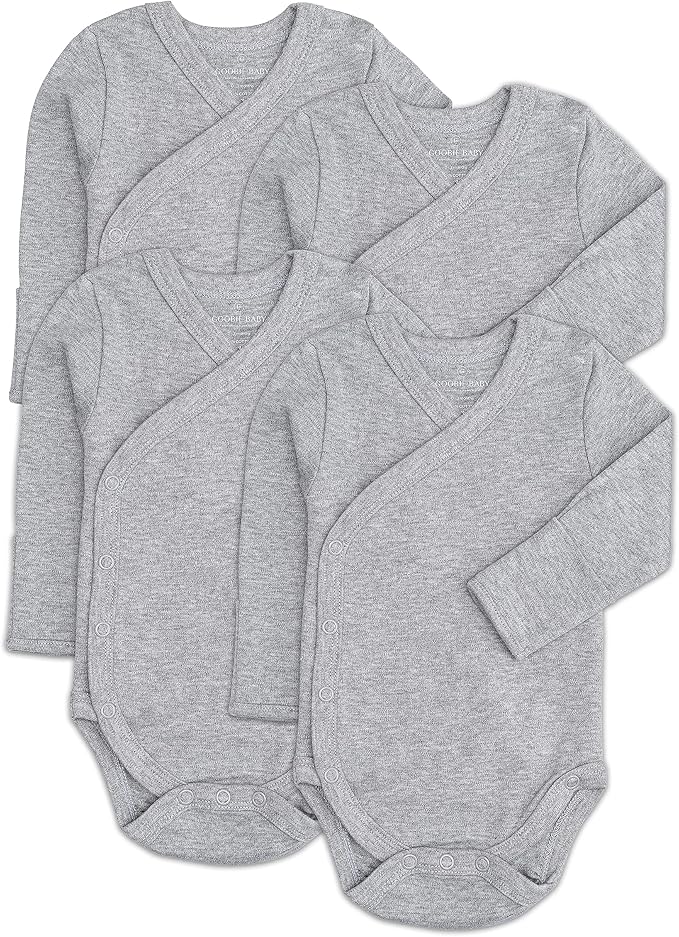 Baby Side Snap Kimono Bodysuit Set, Mitten Cuffs, 100% Cotton, Boy Girl by Goobie+Baby
